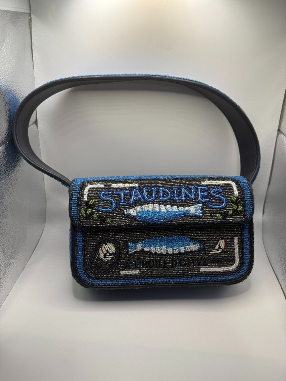 Staud sardine beaded shoulder bag magnetic flap closure